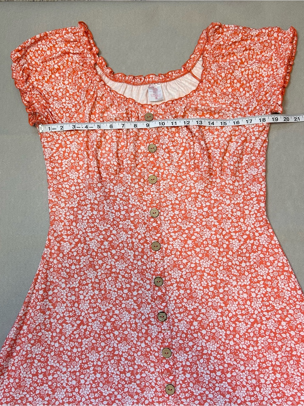 No Boundaries Coral Floral Button-Front Dress - Picture 2 of 5